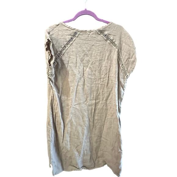 Bellambia Beige Short Sleeve Linen Midi Dress Size Large - Picture 7 of 8